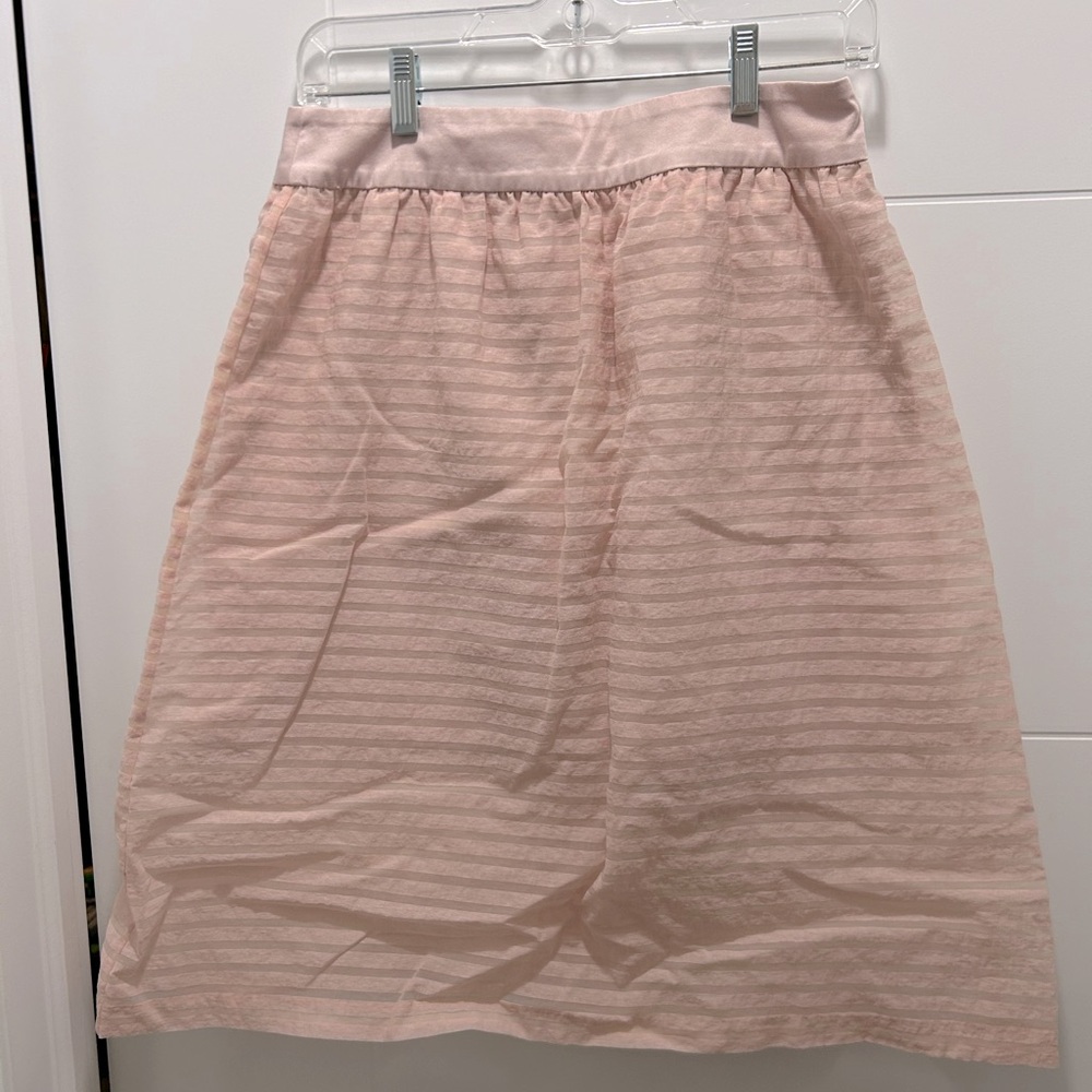 RW&Co Pink Sheer Striped Lined Skirt Satin Waist Band Zip In Size 6